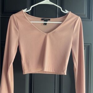 Forever 21 Blush Long Sleeve Crop Top